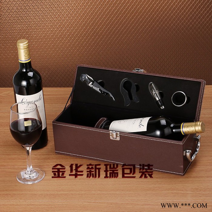 新瑞XR-S018单瓶装 红酒皮盒 带4件套酒具 红酒皮盒单支 皮质红酒盒现货图5