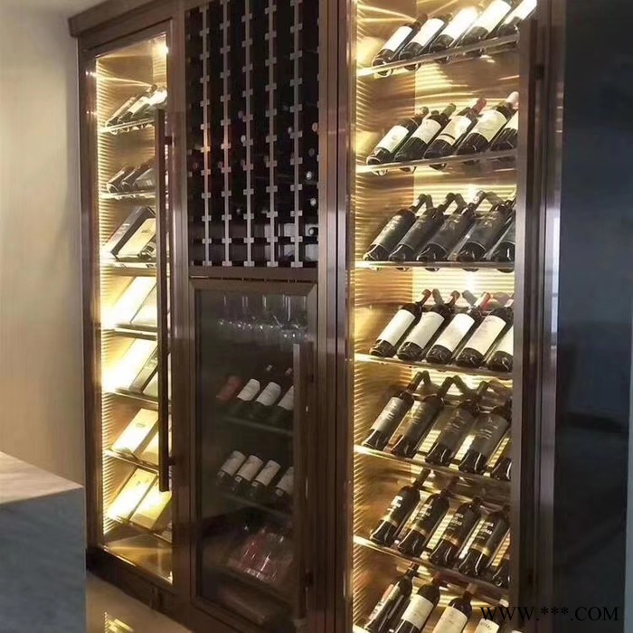 佛山厂家批发定制不锈钢酒柜 餐厅酒店不锈钢恒温恒湿酒柜红酒架图6