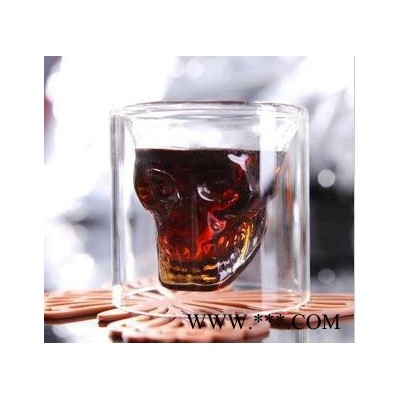创意杯子水晶骷髅啤酒杯双层玻璃骷髅头酒杯威士忌红酒杯加厚正版