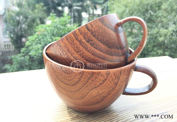 直销木质把手啤酒杯  酸枣木大茶杯子 木质酒杯 可做儿童饭碗图2