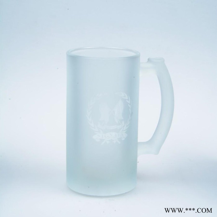 广州新翼玻璃 107 纯色磨砂玻璃水杯 带把啤酒杯 礼品可乐杯 无铅多功能杯