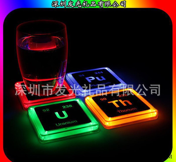 LED发光礼品定制LED发光杯垫闪光啤酒杯垫感应促销礼品杯垫直销图3