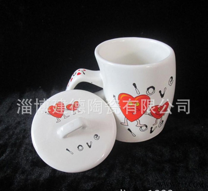 异型变形陶瓷杯 注浆啤酒杯 斜身注浆陶瓷杯 注浆带盖杯图2