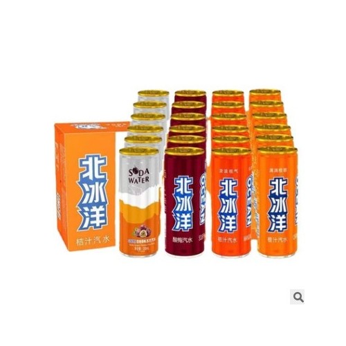 北冰洋330ml*24瓶橙汁/桔汁/酸梅/百香果汽水碳酸饮料 易拉罐整箱图3