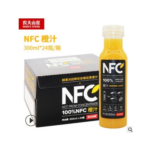 农夫山泉NFC果汁橙汁苹果香蕉芒果鲜果压榨300ml*24瓶整箱装新货图3