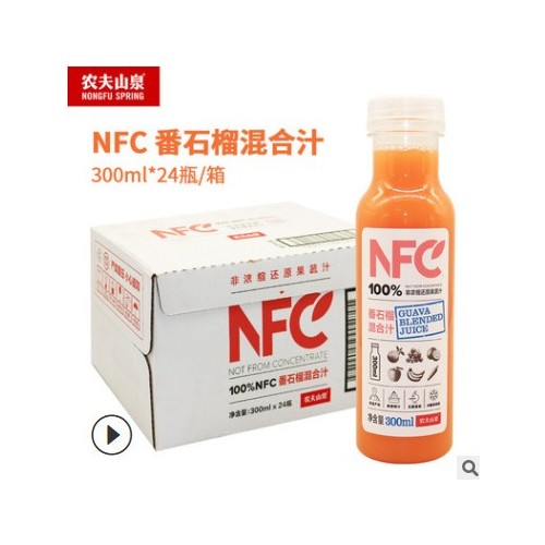 农夫山泉NFC果汁橙汁苹果香蕉芒果鲜果压榨300ml*24瓶整箱装新货图2