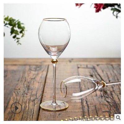 水晶玻璃金边红酒杯描金高脚杯金边香槟杯套装欧式玻璃杯个性酒杯