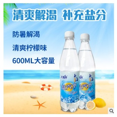 上海风味盐汽水柠檬味汽水夏季防暑降温碳酸饮料600ml*24瓶整箱