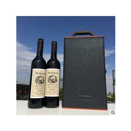 红酒盒包装礼盒双支带酒杯皮盒葡萄酒包装盒红酒盒子现货批发图3