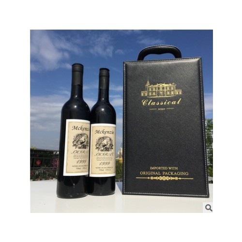 红酒盒包装礼盒双支带酒杯皮盒葡萄酒包装盒红酒盒子现货批发图2
