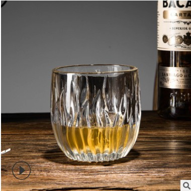 ins冷咖啡家用玻璃水杯欧式烈酒洋酒杯蛋型浮雕威士忌杯餐厅商用图3