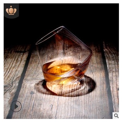 酒吧不倒翁威士忌烈酒杯夜店个性钻石调酒杯 创意摇摇玻璃杯定制