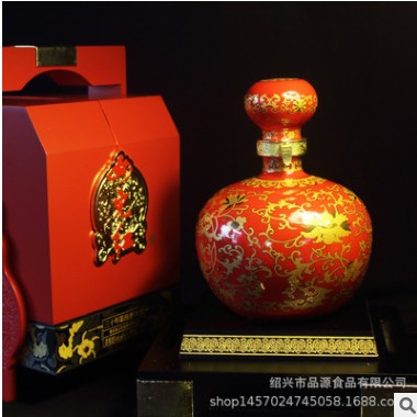 厂家直销绍兴黄酒女儿红中国红1500ml商务礼盒装30年陈酿花雕酒图2