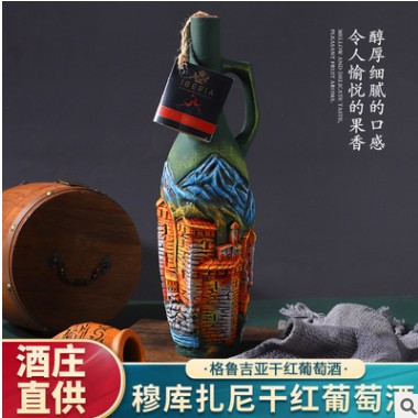 进口红酒格鲁吉亚陶罐半干葡萄酒1L装彩陶瓶葡萄酒摆件礼品批发图3