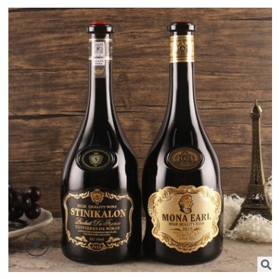 法国红酒 异形瓶金属标15度干红葡萄酒 源头酒厂一件代发批发红酒