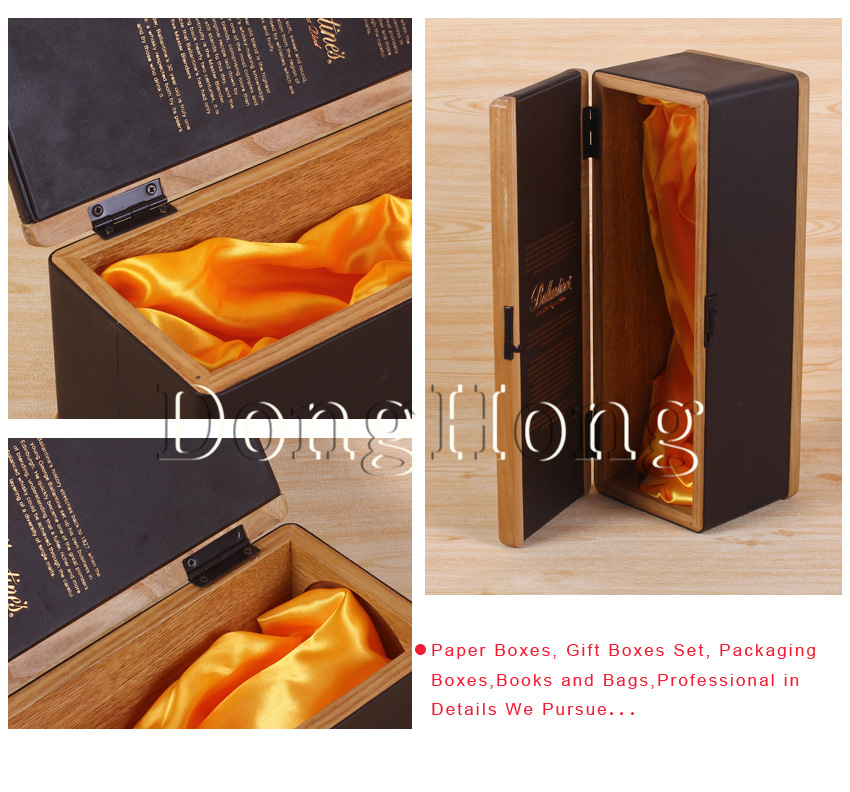 厂家定制木质丝印logo红酒盒 带锁扣翻盖酒盒 wine packaging box