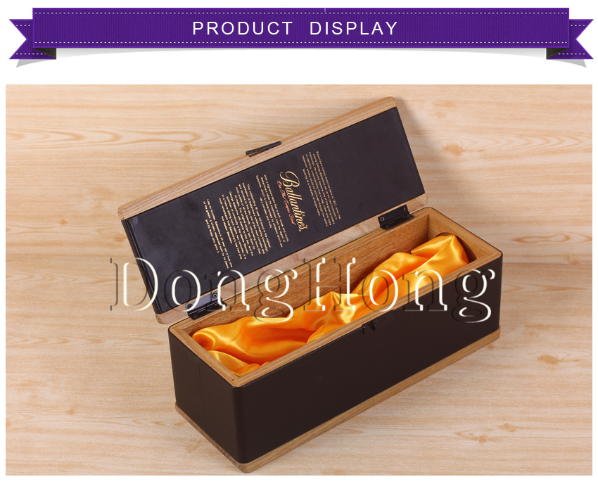 厂家定制木质丝印logo红酒盒 带锁扣翻盖酒盒 wine packaging box