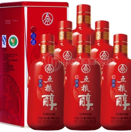 五粮液股份50度五粮醇红淡雅500mL*6整箱浓香型白酒图1