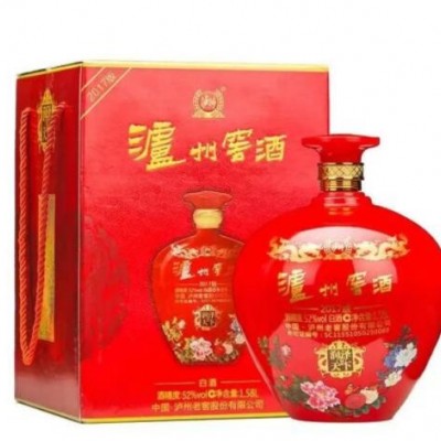 泸州窖酒 52度浓香型1.58升*2盒坛子酒 红瓶 喜庆装 白酒批发