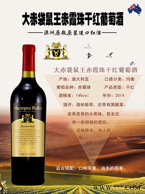 大赤袋鼠王赤霞珠干红葡萄酒图1