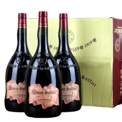 法国原瓶酒庄进口AOC级异形瓶大纸标红葡萄酒1500ml 代发