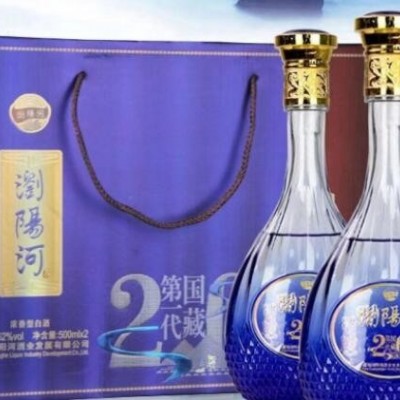 浏阳河礼盒装浓香型纯粮食优级白酒52度每箱6瓶3提一提2瓶500ml