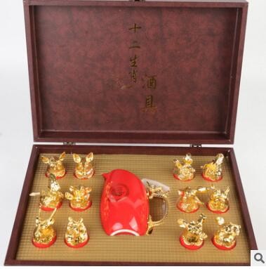 现货十二生肖酒具酒杯套装茅台镇陶瓷烤漆礼盒木盒包装盒图3
