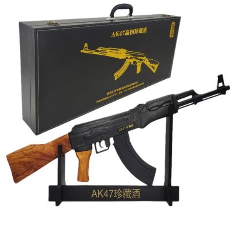 AK47工艺品珍藏酒礼品酒型白酒收藏题材酒整箱皮盒酱香白酒图2