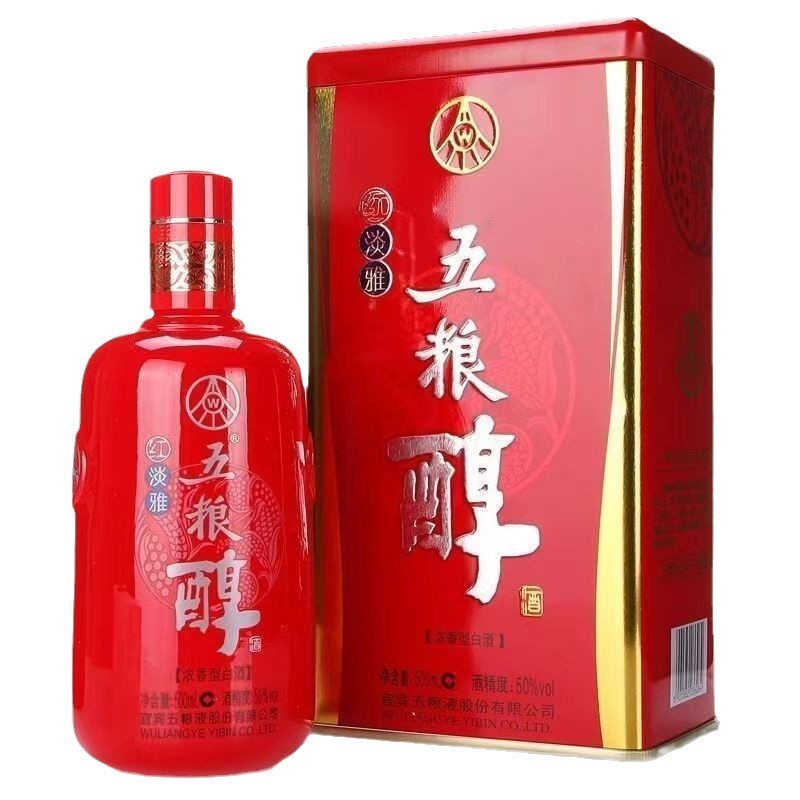 五粮醇红淡雅铁盒42度/50度浓香型白酒500ml*6瓶图2