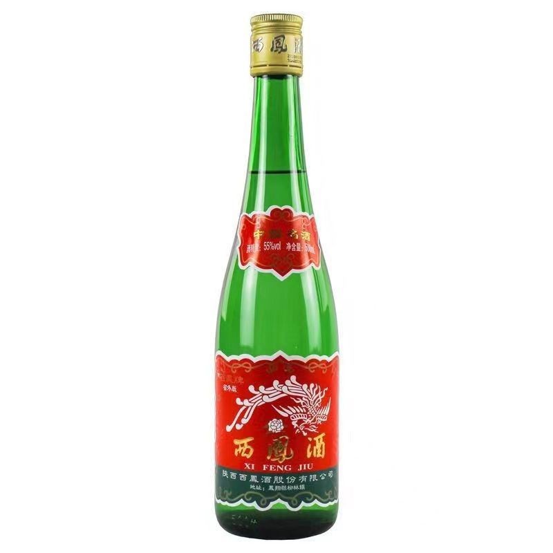 陕西西凤经典绿瓶高脖55度凤香型纯粮白酒500ml*9瓶整箱裸瓶图2