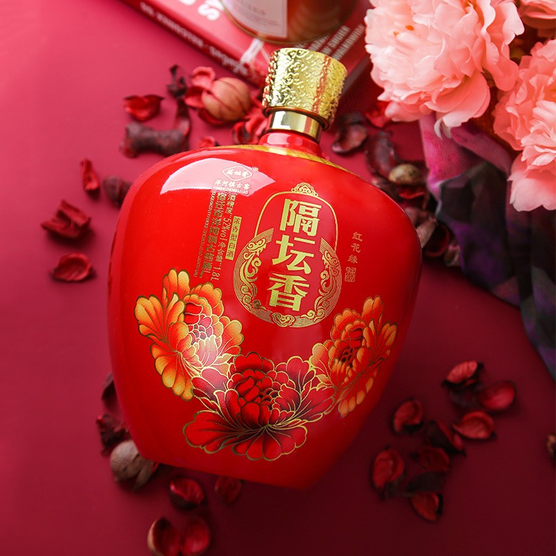 1.8L隔坛香白酒浓香型52度红花缘粮食酒两瓶盒装高粱酒批发图2