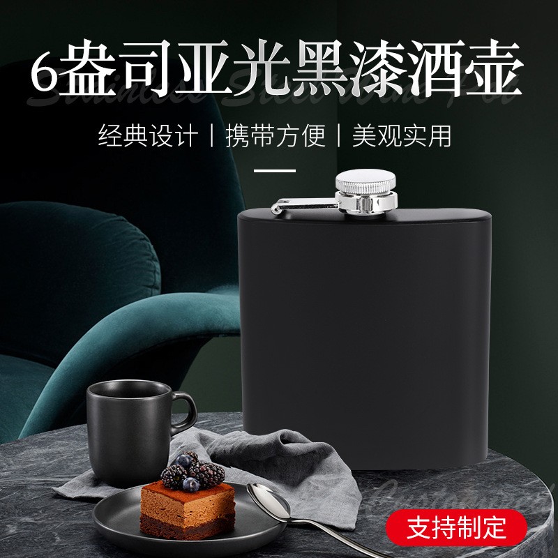 工厂供应喷漆6盎司随身户外不锈钢酒壶 便携式露营便携小酒瓶图2