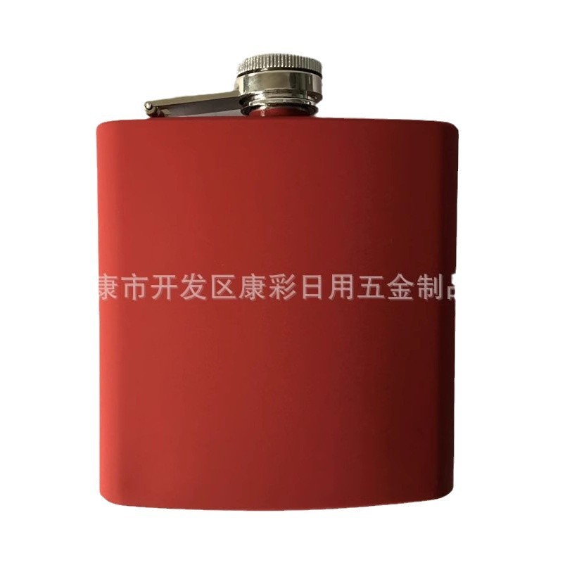 304不锈钢酒壶，6oz橡胶漆透明漆迷你小酒壶,复古户外随身酒瓶图3