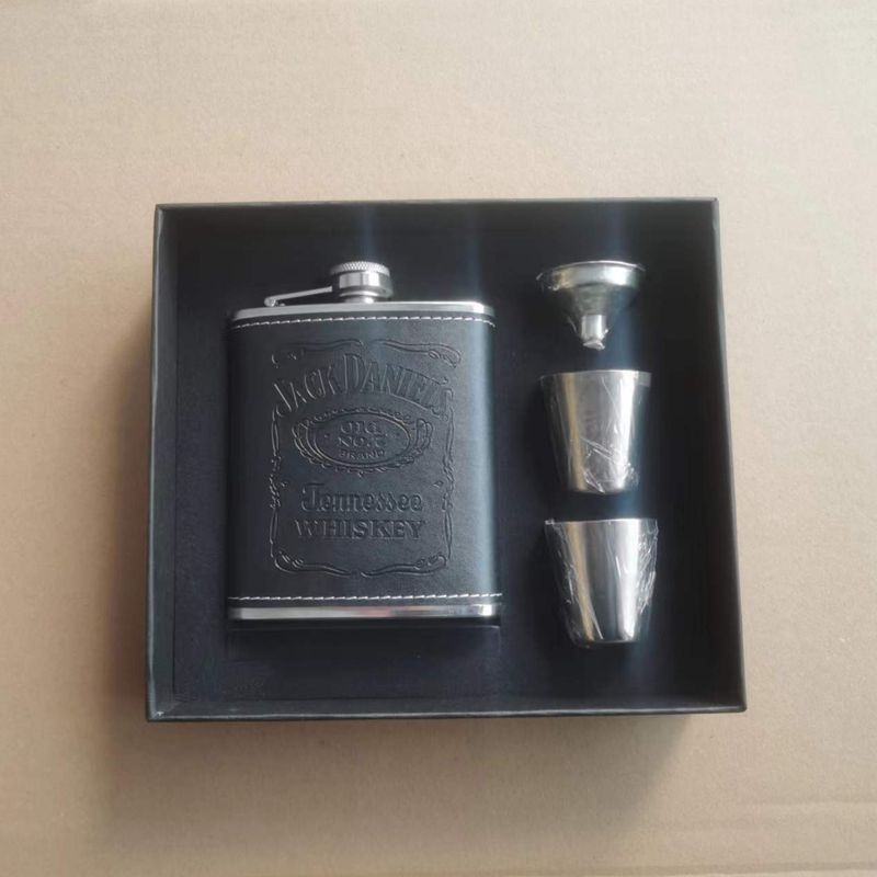 亚马逊外贸热销 6oz/7oz/8oz不锈钢酒壶套装白酒瓶套装配酒杯漏斗图1