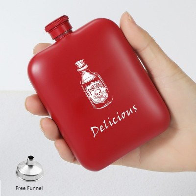 6盎司红色方形304不锈钢酒壶6oz 304 Stainless Steel Hip Flask